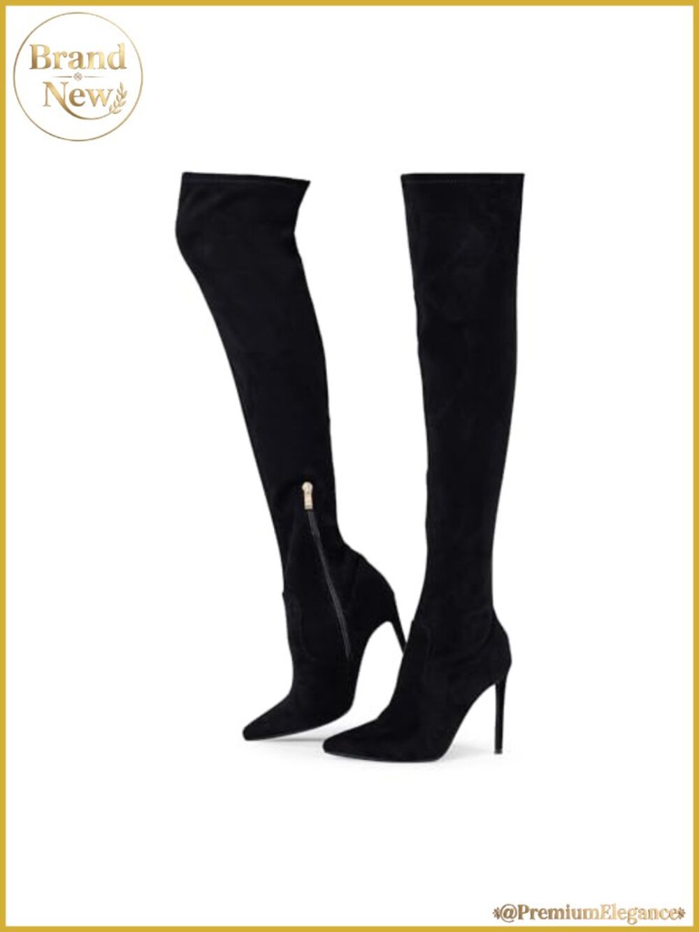 Women's Over the Knee Stiletto Boots Stretch Suede Pointed Toe
